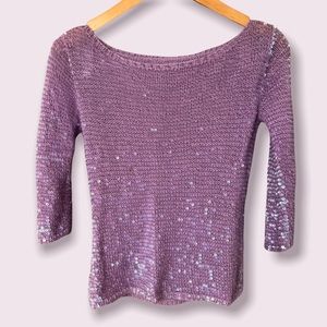 pastel purple iridescent sequin and cashmere blend top UNIQUE